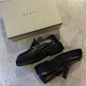 Marni Black Leather Loafers